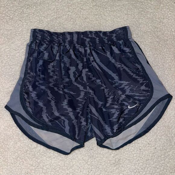 Nike Dri-Fit Womens Blue Gray Pattern Running Shorts Size Small - Picture 1 of 10